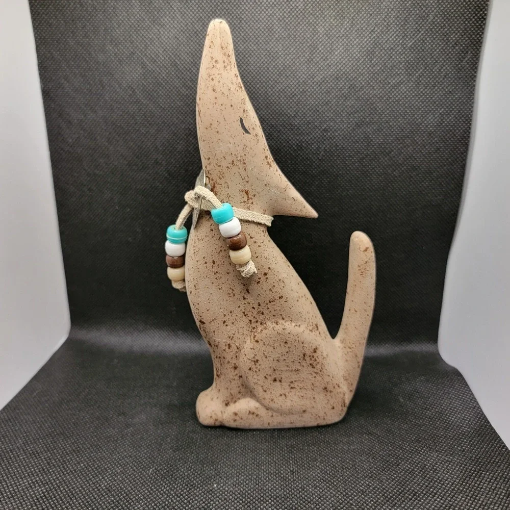 Vintage Native Indian Coyote Ceramic Figure. Textured Finish